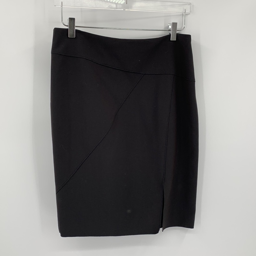 Halston Heritage straight seamed pencil skirt front slit black women 8